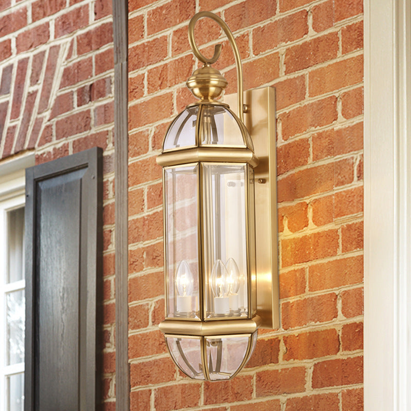Moderne Luksus Vanntett Sylinder Rektangel Half Rund Kobber Glass 1/3/6 Lys Vegglampe For Hage | Luvikno