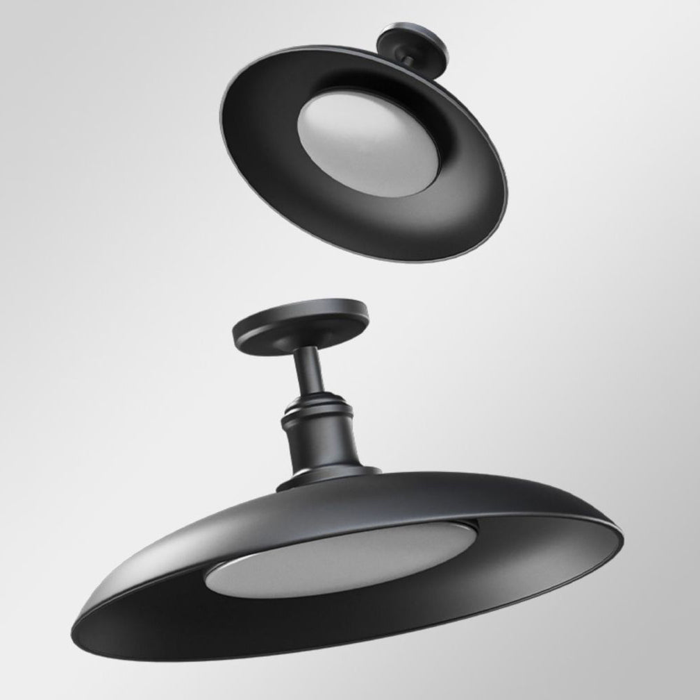 Tradisjonell Vintage Vanntett Flared Cylinder Disc Base Jern 1-Lys Semi-Flush Mount Taklampe For Utendørs Patio | Luvikno
