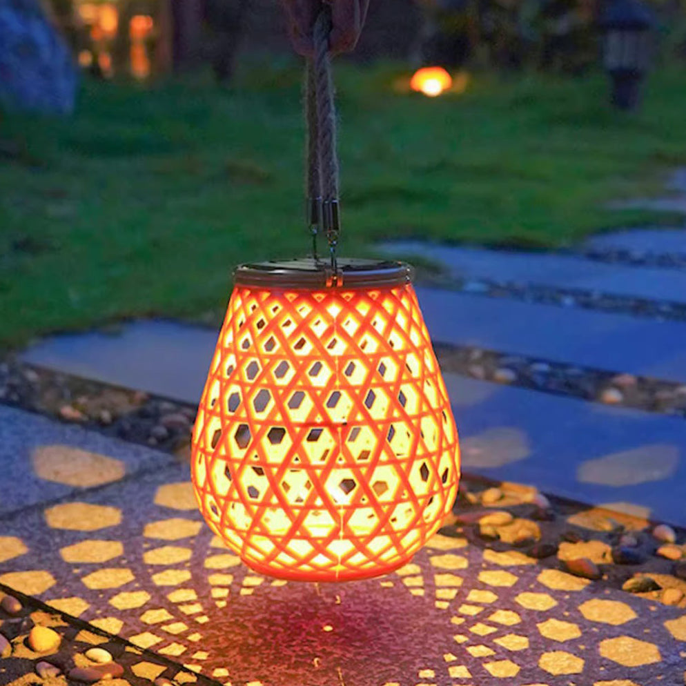 Tradisjonell kinesisk solfylt vanntett oval rund hul mesh ABS LED utendørs landskapslys for hage | Luvikno