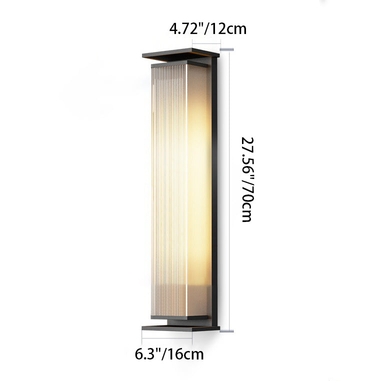Moderne Minimalistisk Solvannrett Rektangulær Stripe Rustfritt Stål PC LED Utendørs Vegglampe For Hage | Luvikno