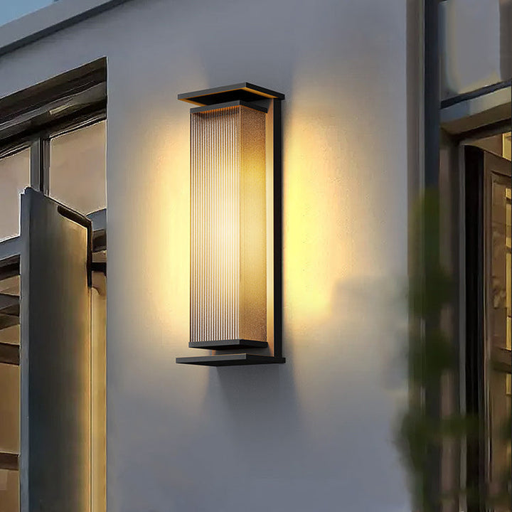 Moderne Minimalistisk Solvannrett Rektangulær Stripe Rustfritt Stål PC LED Utendørs Vegglampe For Hage | Luvikno