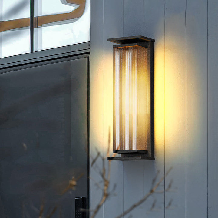 Moderne Minimalistisk Solvannrett Rektangulær Stripe Rustfritt Stål PC LED Utendørs Vegglampe For Hage | Luvikno