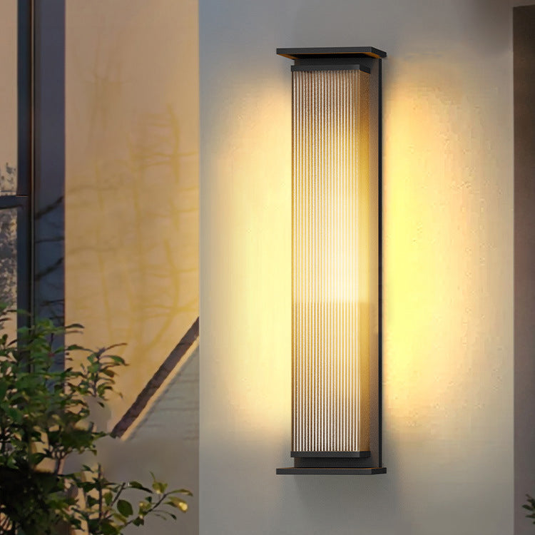 Moderne Minimalistisk Solvannrett Rektangulær Stripe Rustfritt Stål PC LED Utendørs Vegglampe For Hage | Luvikno