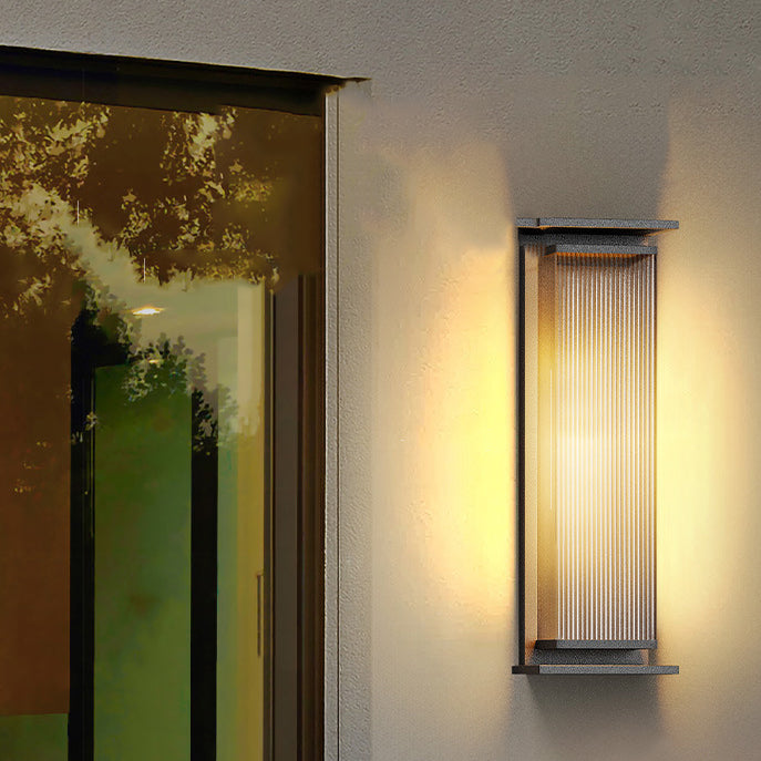 Moderne Minimalistisk Solvannrett Rektangulær Stripe Rustfritt Stål PC LED Utendørs Vegglampe For Hage | Luvikno