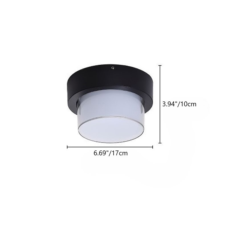 Moderne Minimalistiske Vanntette Firkantede Runde Sylinder Trykkstøpt Aluminium Akryl LED Flush Mount Taklampe For Utendørs Terrasse | Luvikno