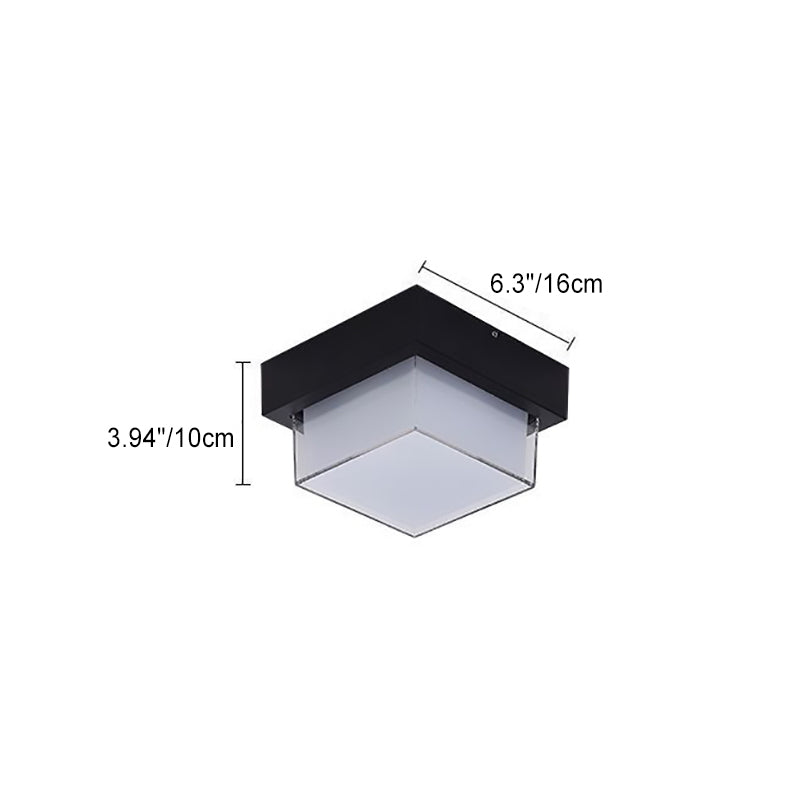 Moderne Minimalistiske Vanntette Firkantede Runde Sylinder Trykkstøpt Aluminium Akryl LED Flush Mount Taklampe For Utendørs Terrasse | Luvikno