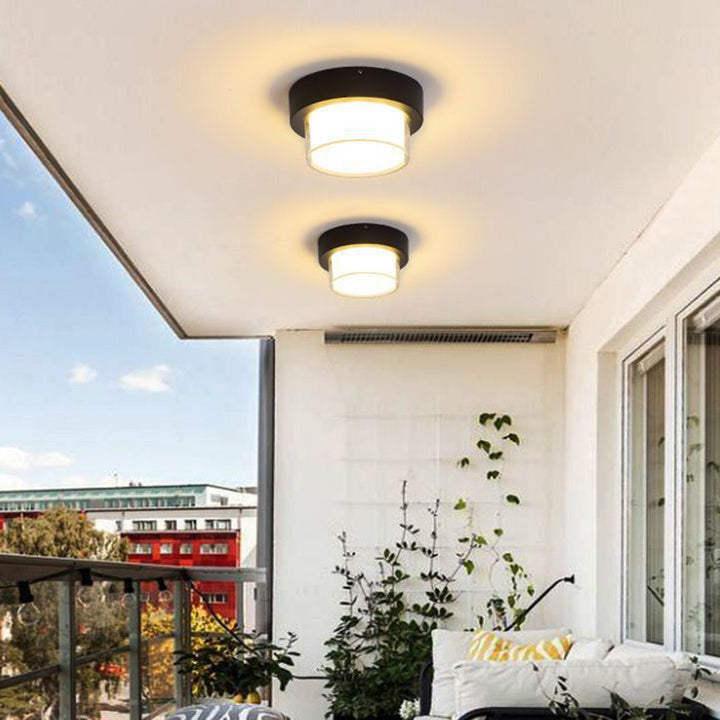 Moderne Minimalistiske Vanntette Firkantede Runde Sylinder Trykkstøpt Aluminium Akryl LED Flush Mount Taklampe For Utendørs Terrasse | Luvikno