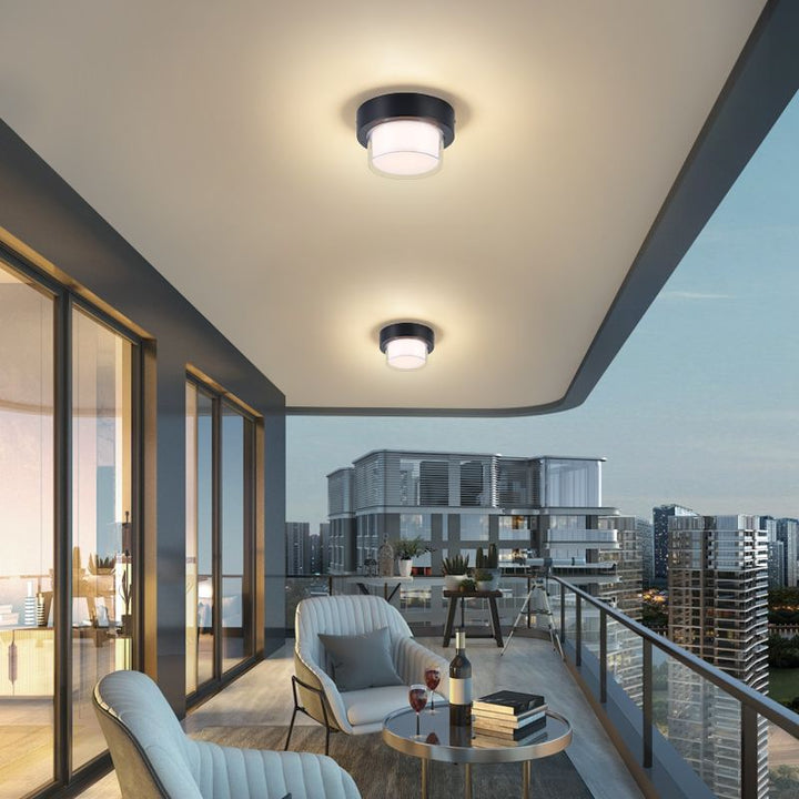 Moderne Minimalistiske Vanntette Firkantede Runde Sylinder Trykkstøpt Aluminium Akryl LED Flush Mount Taklampe For Utendørs Terrasse | Luvikno