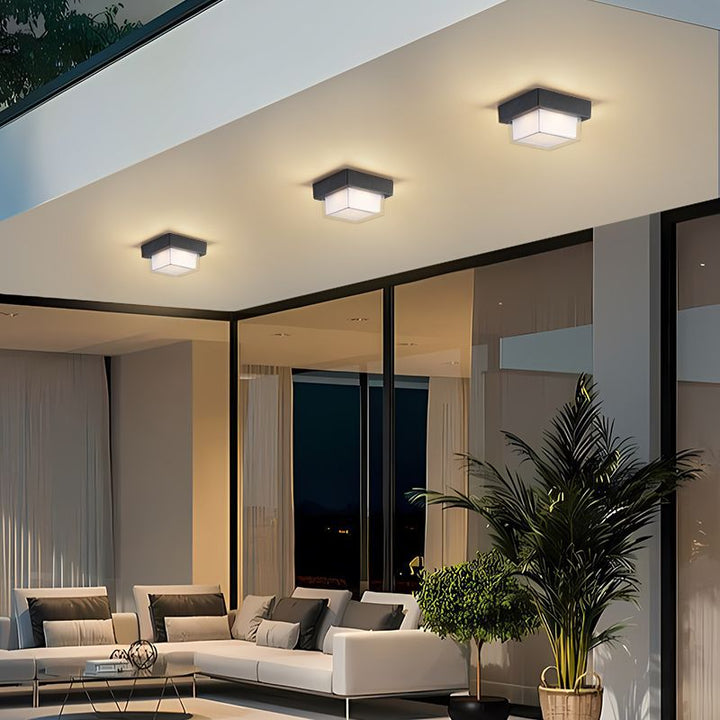 Moderne Minimalistiske Vanntette Firkantede Runde Sylinder Trykkstøpt Aluminium Akryl LED Flush Mount Taklampe For Utendørs Terrasse | Luvikno