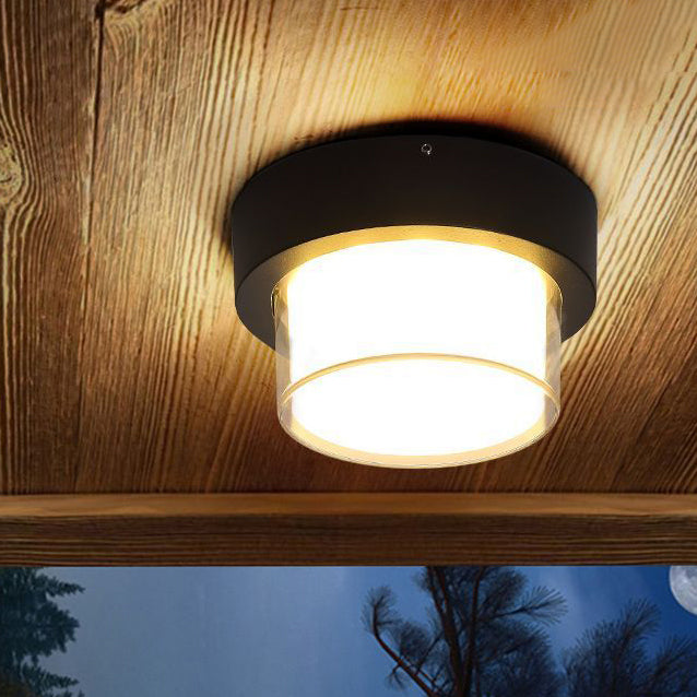 Moderne Minimalistiske Vanntette Firkantede Runde Sylinder Trykkstøpt Aluminium Akryl LED Flush Mount Taklampe For Utendørs Terrasse | Luvikno