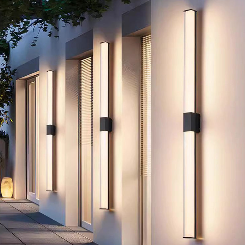 Moderne Minimalistisk Vanntett Rektangulær Lang Aluminium PC Utendørs Vegglampe For Hage | Luvikno