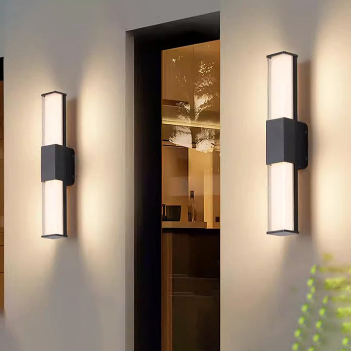 Moderne Minimalistisk Vanntett Rektangulær Lang Aluminium PC Utendørs Vegglampe For Hage | Luvikno