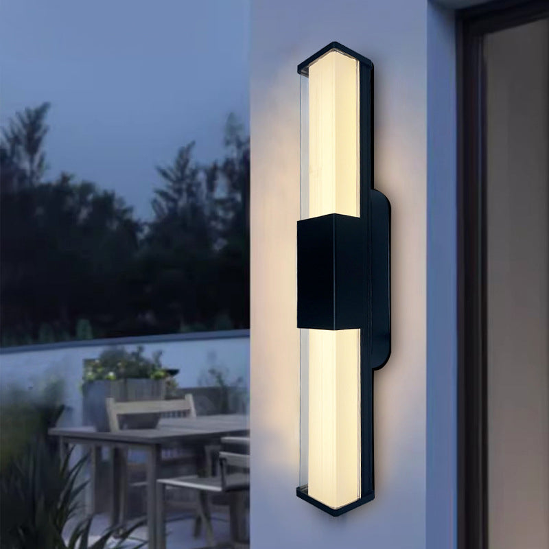 Moderne Minimalistisk Vanntett Rektangulær Lang Aluminium PC Utendørs Vegglampe For Hage | Luvikno