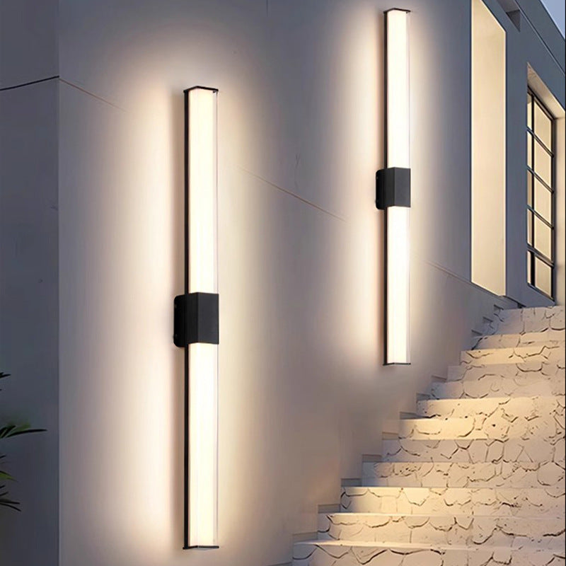 Moderne Minimalistisk Vanntett Rektangulær Lang Aluminium PC Utendørs Vegglampe For Hage | Luvikno