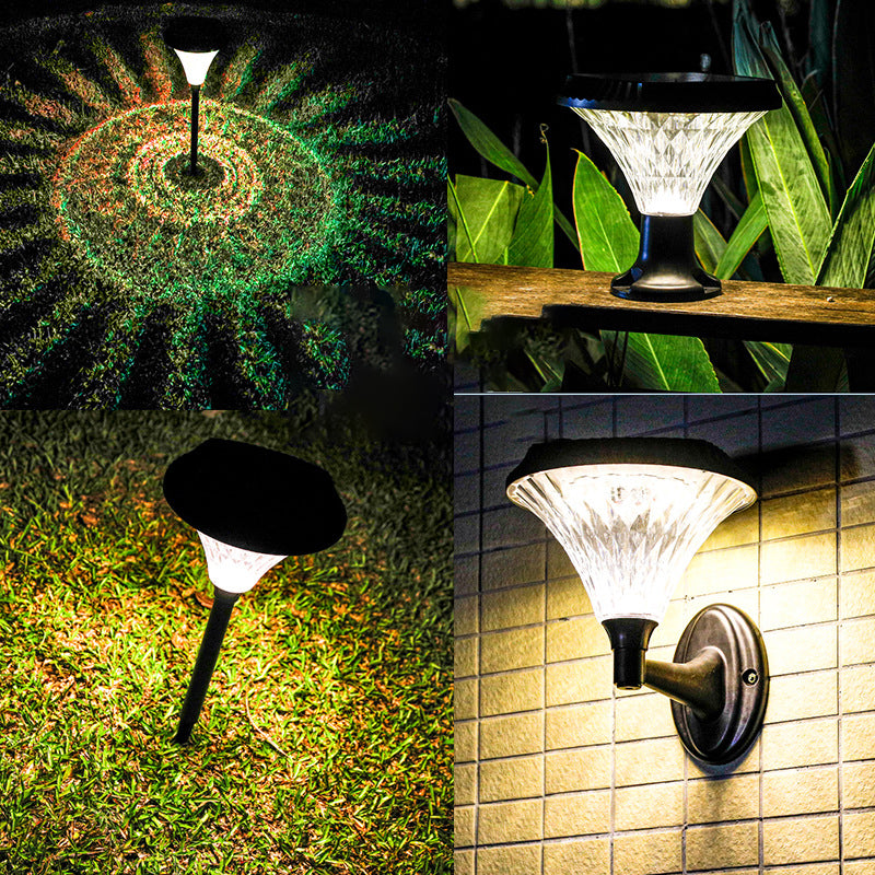 Moderne minimalistiske solvannavstøtende diamant rund ABS PC LED utendørs lys for uteplass | Luvikno