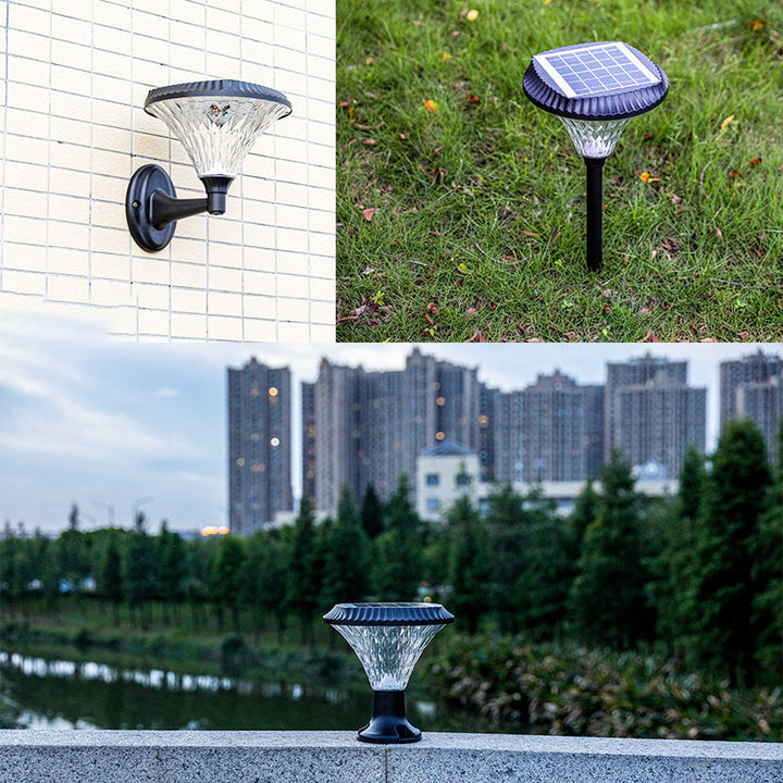 Moderne minimalistiske solvannavstøtende diamant rund ABS PC LED utendørs lys for uteplass | Luvikno