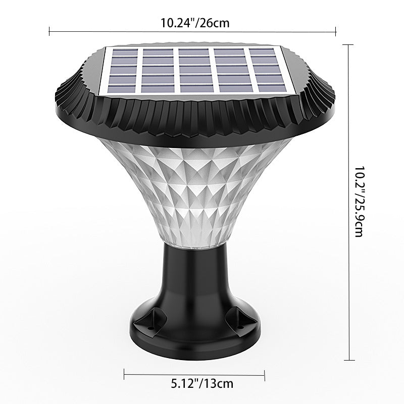Moderne minimalistiske solvannavstøtende diamant rund ABS PC LED utendørs lys for uteplass | Luvikno