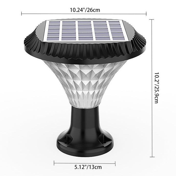 Moderne minimalistiske solvannavstøtende diamant rund ABS PC LED utendørs lys for uteplass | Luvikno