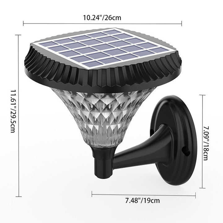 Moderne minimalistiske solvannavstøtende diamant rund ABS PC LED utendørs lys for uteplass | Luvikno