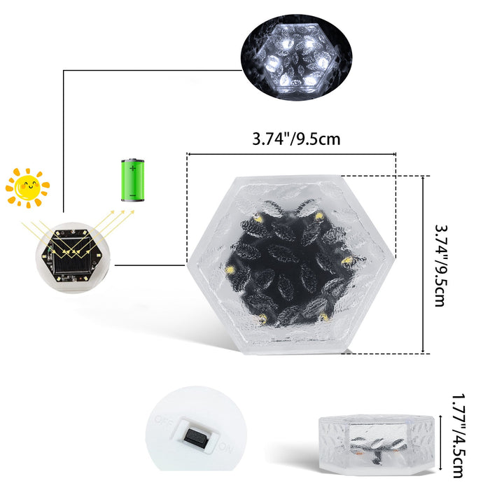 Moderne minimalistisk solarpanel vanntett hexagonal isflis ABS PVC LED plengelampe for utendørs terrasse | Luvikno