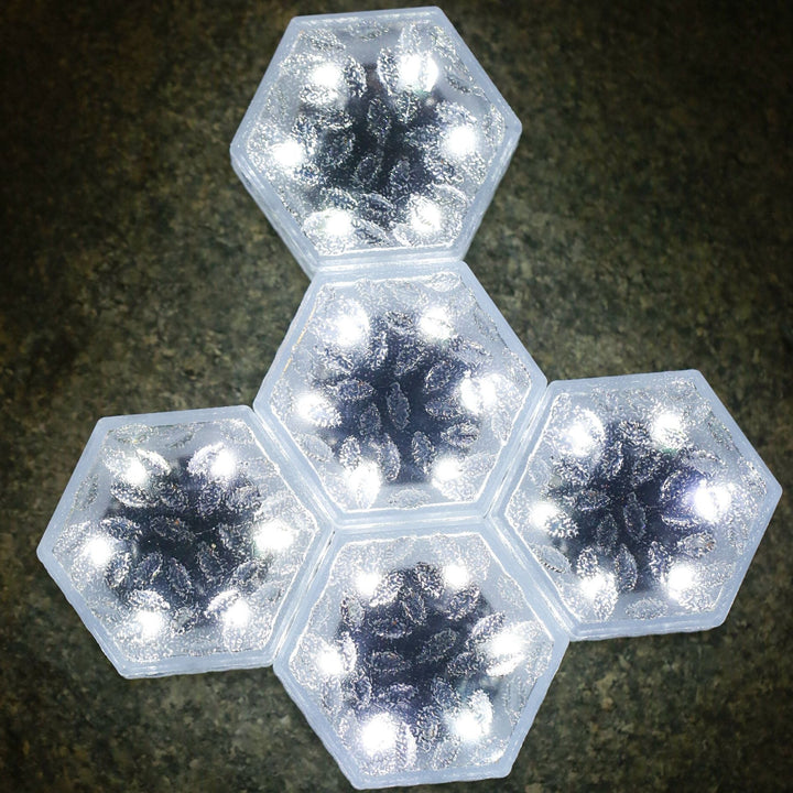 Moderne minimalistisk solarpanel vanntett hexagonal isflis ABS PVC LED plengelampe for utendørs terrasse | Luvikno