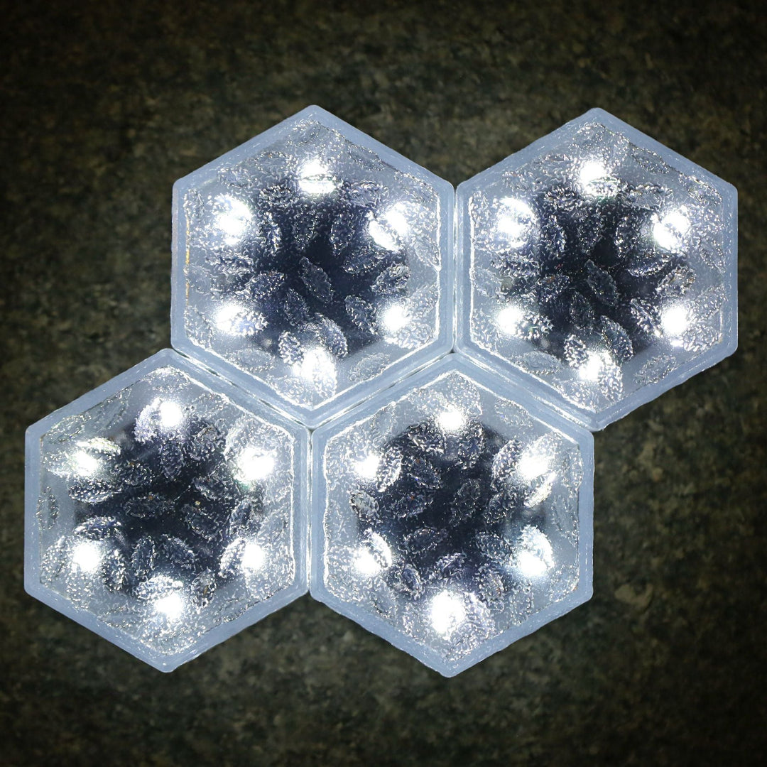 Moderne minimalistisk solarpanel vanntett hexagonal isflis ABS PVC LED plengelampe for utendørs terrasse | Luvikno