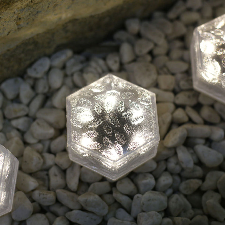 Moderne minimalistisk solarpanel vanntett hexagonal isflis ABS PVC LED plengelampe for utendørs terrasse | Luvikno