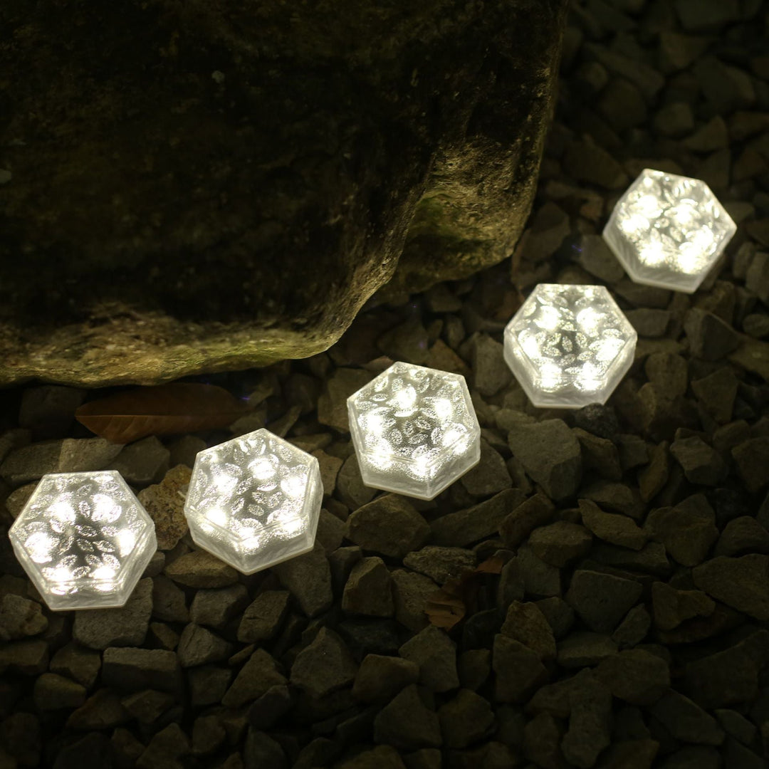 Moderne minimalistisk solarpanel vanntett hexagonal isflis ABS PVC LED plengelampe for utendørs terrasse | Luvikno