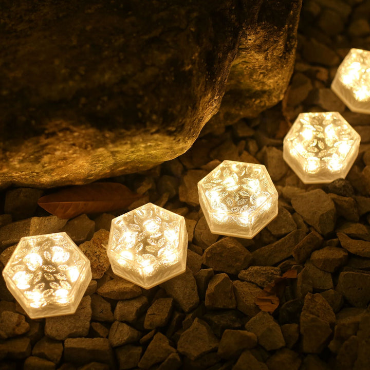 Moderne minimalistisk solarpanel vanntett hexagonal isflis ABS PVC LED plengelampe for utendørs terrasse | Luvikno