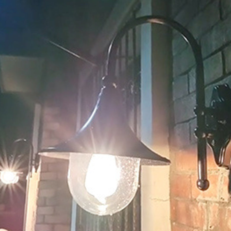 Moderne Enkelt Aluminium Trumpet Skjerm Glass 1-Lys Utendørs Vegglampe For Hage | Luvikno