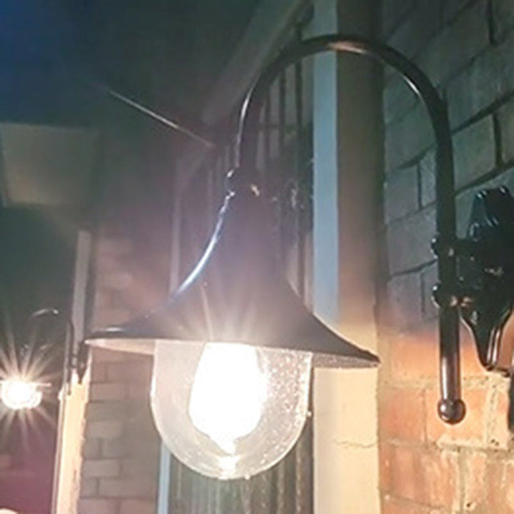 Moderne Enkelt Aluminium Trumpet Skjerm Glass 1-Lys Utendørs Vegglampe For Hage | Luvikno