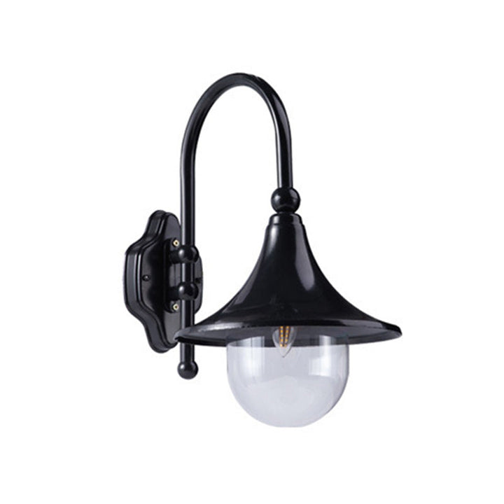 Moderne Enkelt Aluminium Trumpet Skjerm Glass 1-Lys Utendørs Vegglampe For Hage | Luvikno