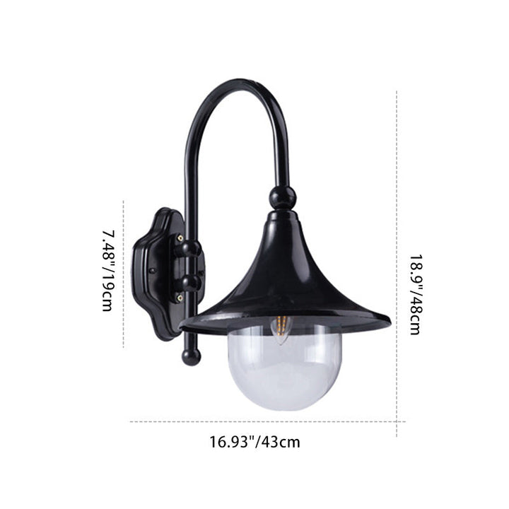 Moderne Enkelt Aluminium Trumpet Skjerm Glass 1-Lys Utendørs Vegglampe For Hage | Luvikno