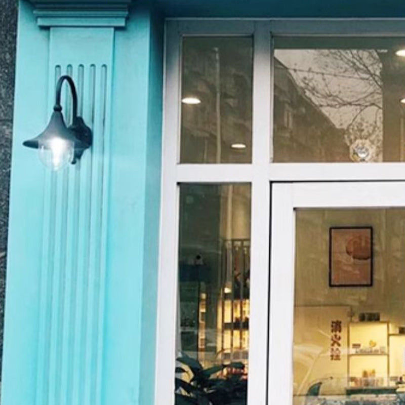 Moderne Enkelt Aluminium Trumpet Skjerm Glass 1-Lys Utendørs Vegglampe For Hage | Luvikno