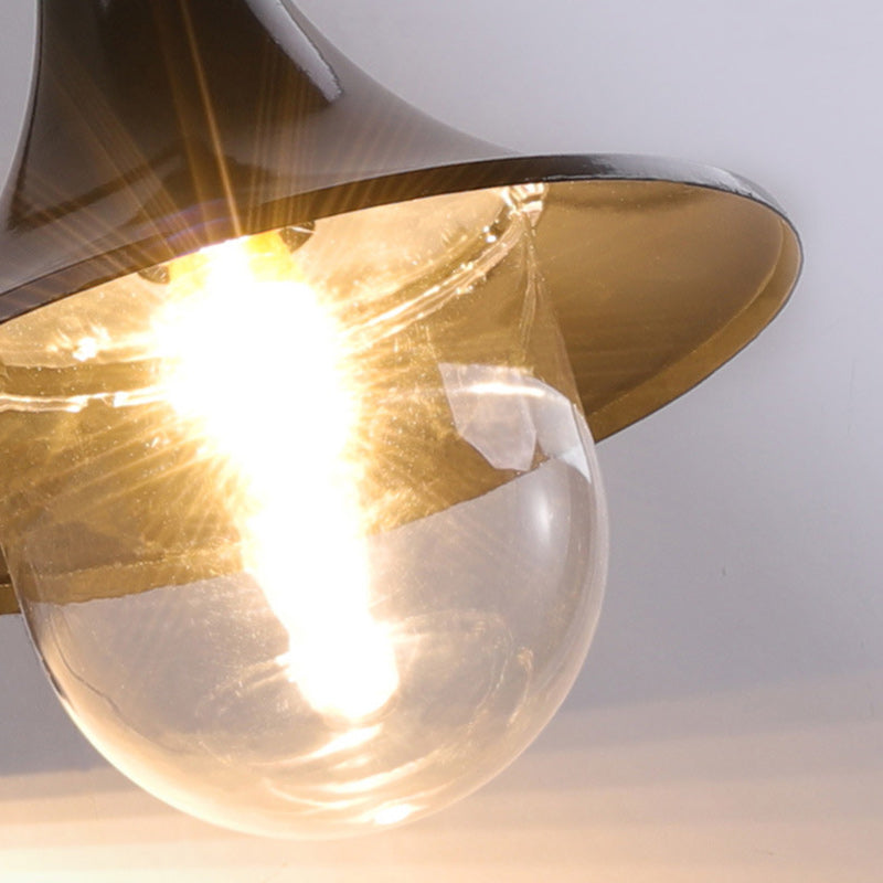 Moderne Enkelt Aluminium Trumpet Skjerm Glass 1-Lys Utendørs Vegglampe For Hage | Luvikno