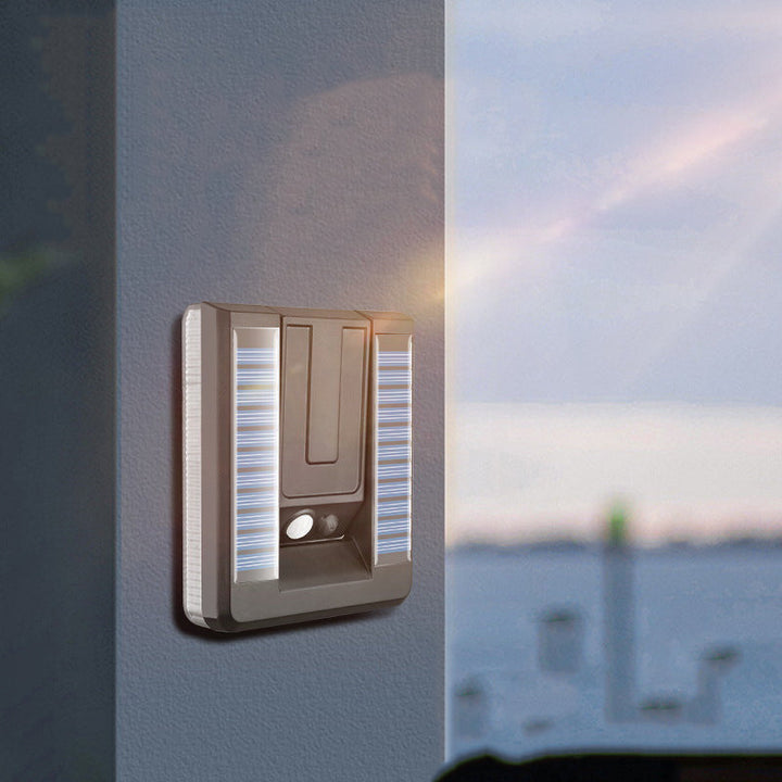 Moderne industrielle firkantet ABS solfylt vanntett LED utendørs vegglampe for hage | Luvikno