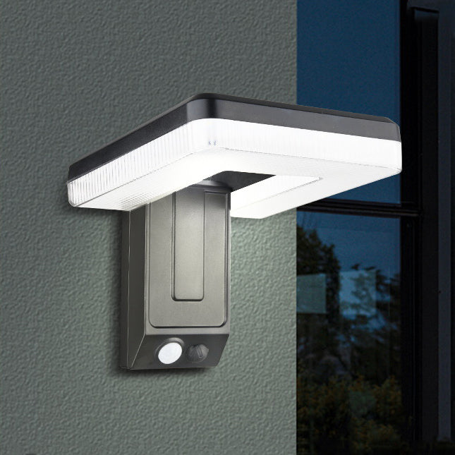 Moderne industrielle firkantet ABS solfylt vanntett LED utendørs vegglampe for hage | Luvikno