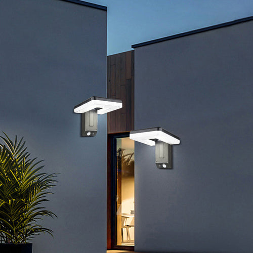 Moderne industrielle firkantet ABS solfylt vanntett LED utendørs vegglampe for hage | Luvikno