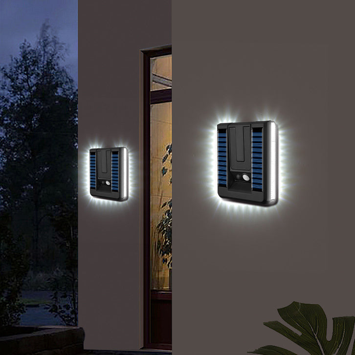 Moderne industrielle firkantet ABS solfylt vanntett LED utendørs vegglampe for hage | Luvikno