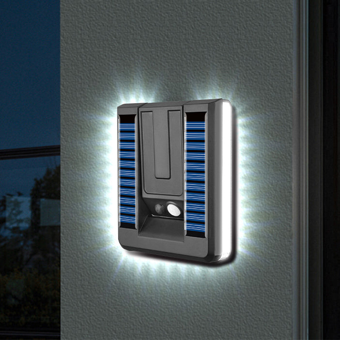Moderne industrielle firkantet ABS solfylt vanntett LED utendørs vegglampe for hage | Luvikno