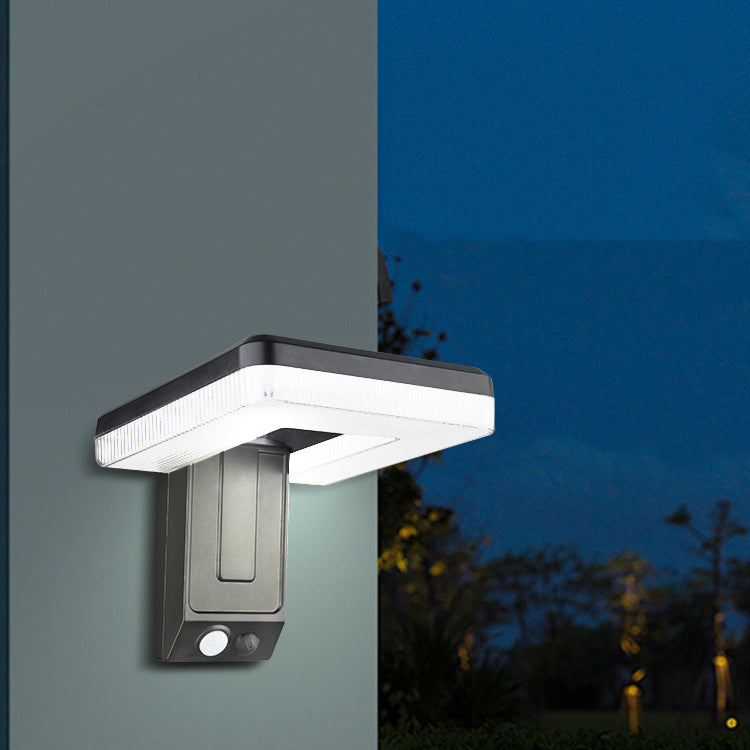 Moderne industrielle firkantet ABS solfylt vanntett LED utendørs vegglampe for hage | Luvikno