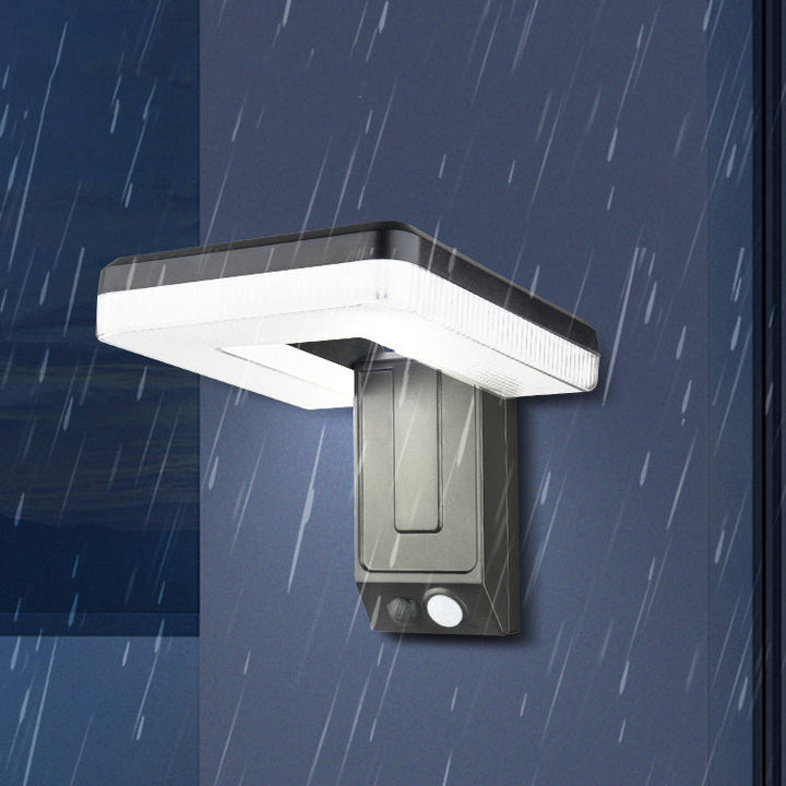 Moderne industrielle firkantet ABS solfylt vanntett LED utendørs vegglampe for hage | Luvikno