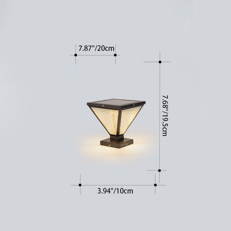 Moderne Minimalistisk Solvannslippende Firkantet Prismatic Rustfritt Stål Glass LED Utendørs Lys For Terrasse | Luvikno