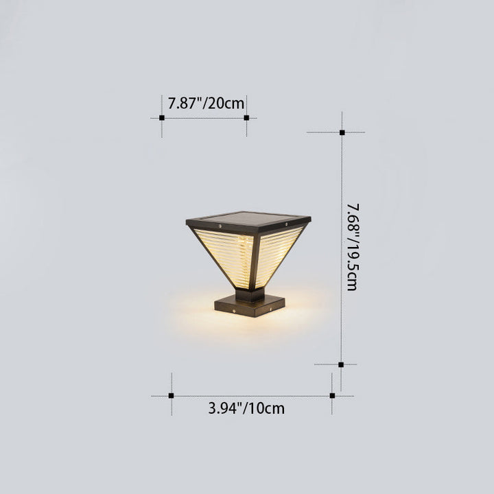 Moderne Minimalistisk Solvannslippende Firkantet Prismatic Rustfritt Stål Glass LED Utendørs Lys For Terrasse | Luvikno