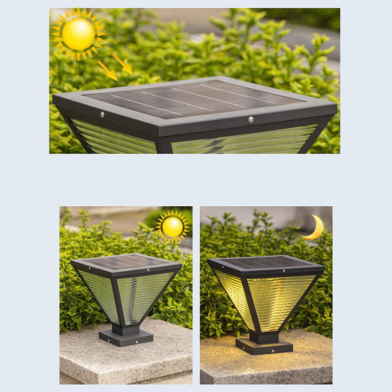 Moderne Minimalistisk Solvannslippende Firkantet Prismatic Rustfritt Stål Glass LED Utendørs Lys For Terrasse | Luvikno