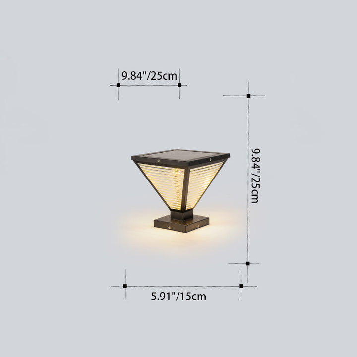 Moderne Minimalistisk Solvannslippende Firkantet Prismatic Rustfritt Stål Glass LED Utendørs Lys For Terrasse | Luvikno