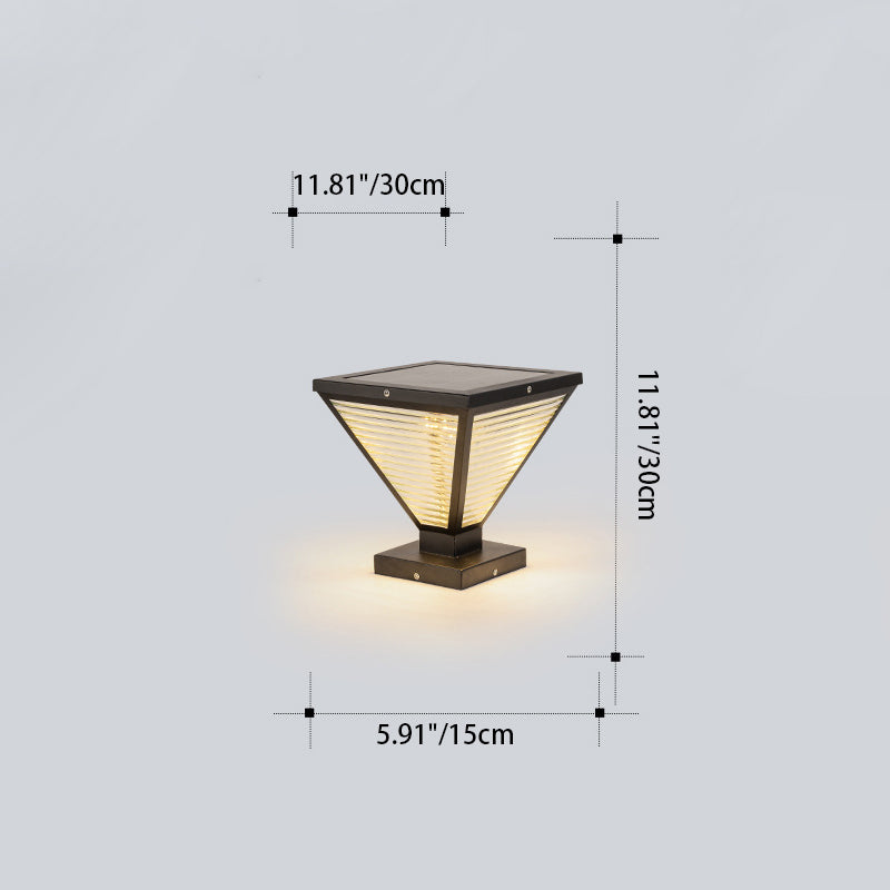 Moderne Minimalistisk Solvannslippende Firkantet Prismatic Rustfritt Stål Glass LED Utendørs Lys For Terrasse | Luvikno