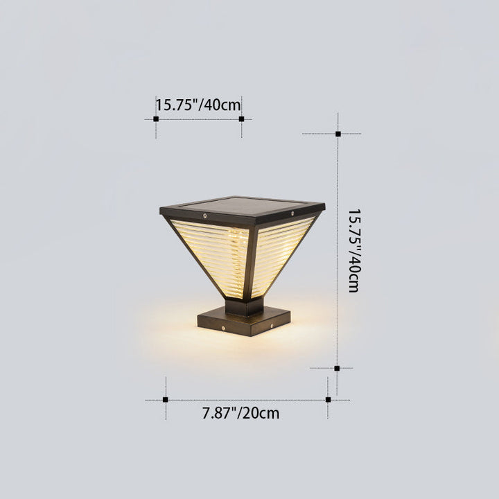 Moderne Minimalistisk Solvannslippende Firkantet Prismatic Rustfritt Stål Glass LED Utendørs Lys For Terrasse | Luvikno