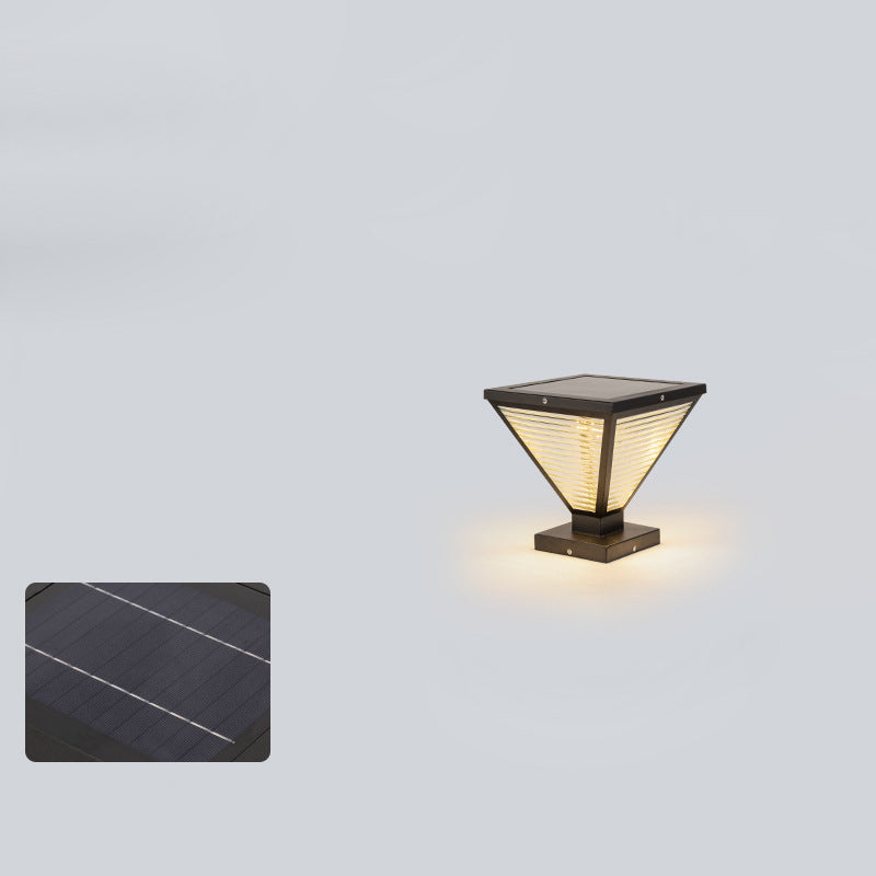 Moderne Minimalistisk Solvannslippende Firkantet Prismatic Rustfritt Stål Glass LED Utendørs Lys For Terrasse | Luvikno