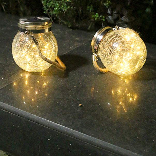 Moderne minimalistiske solvanntette runde flasker rund sprukket glass ABS rustfritt stål LED utendørs lys for hage | Luvikno
